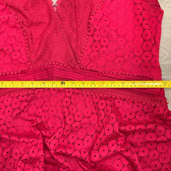 Lane Bryants Red Magenta Eyelet Wrap Dress 22 - Picture 7 of 8